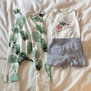 Cactus Print Romper and Sushi Tee Set